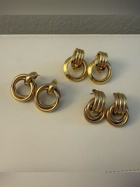Amazon Gold-Tone Interlocking Circle Earrings Trio Set